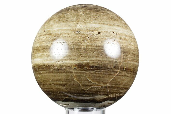 Swirling Polished Chocolate Calcite Sphere w/ Base - Pakistan #348929